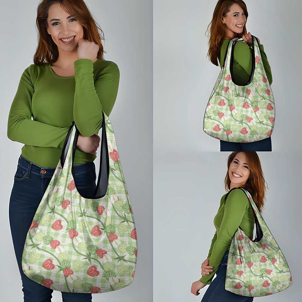 Anthurium Pikake Ti Leaf Palaka Grocery Bag Green Version