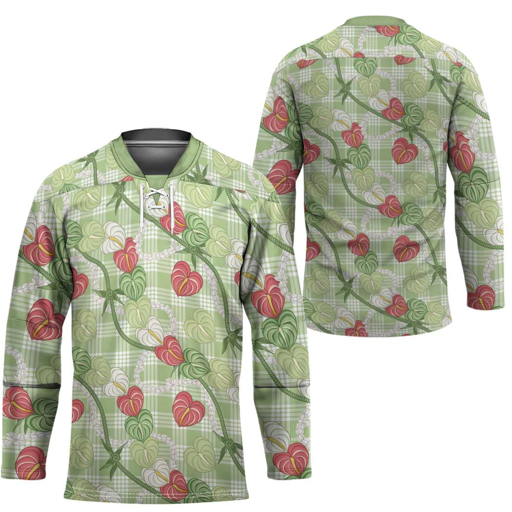Anthurium Pikake Ti Leaf Palaka Hockey Jersey Green Version