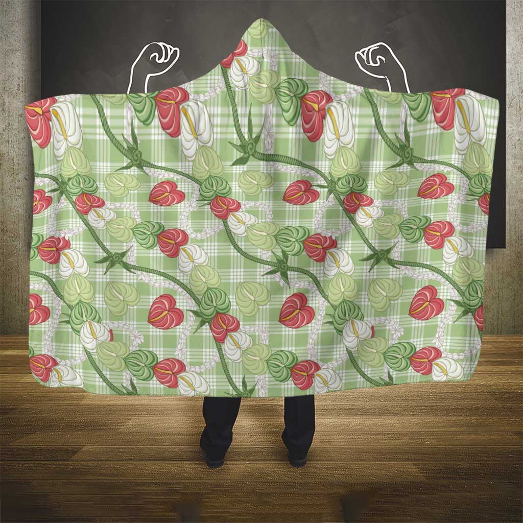 Anthurium Pikake Ti Leaf Palaka Hooded Blanket Green Version