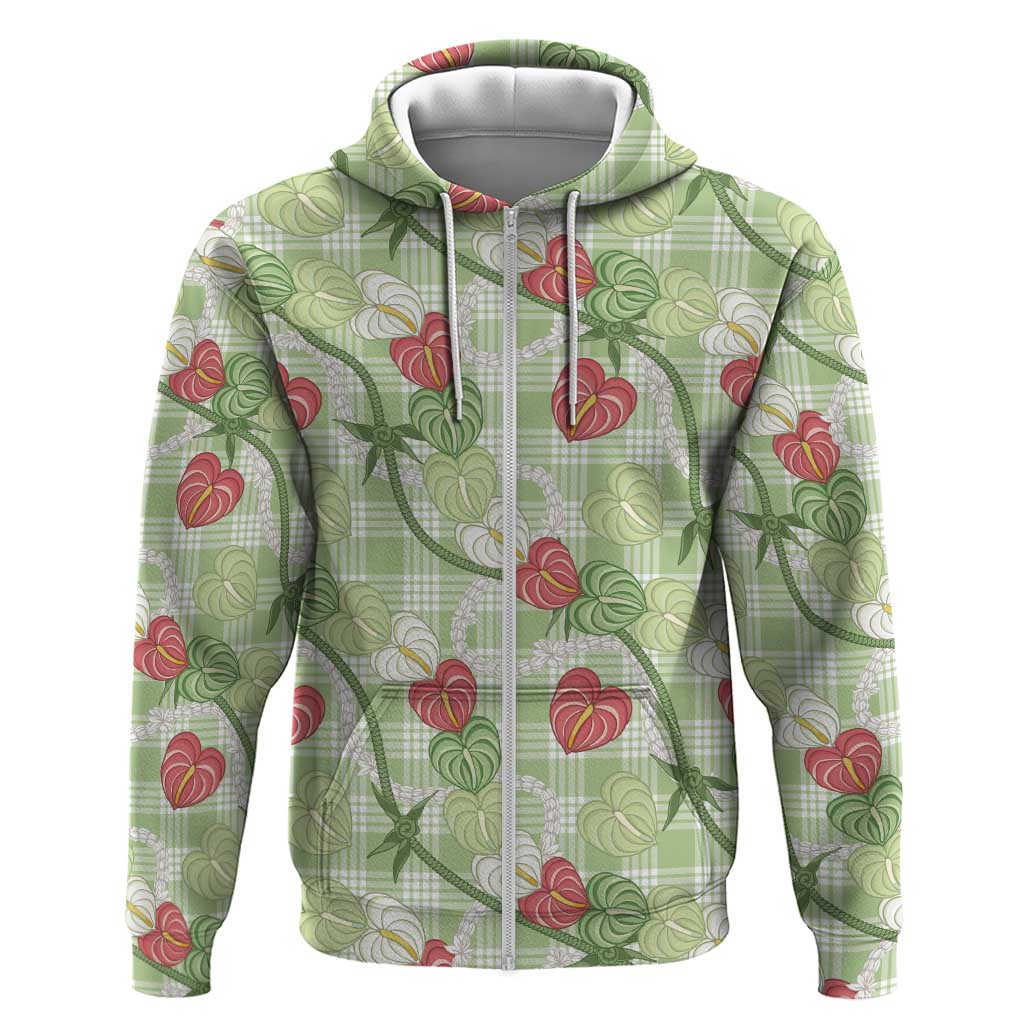 Anthurium Pikake Ti Leaf Palaka Hoodie Green Version