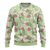 Anthurium Pikake Ti Leaf Palaka Ugly Christmas Sweater Green Version LT01 - Polynesian Pride