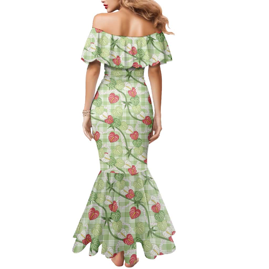Anthurium Pikake Ti Leaf Palaka Mermaid Dress Green Version