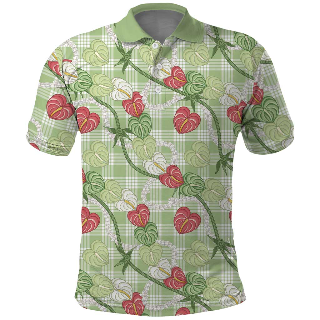 Anthurium Pikake Ti Leaf Palaka Polo Shirt Green Version