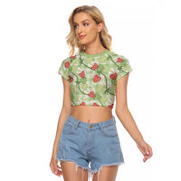 Anthurium Pikake Ti Leaf Palaka Raglan Cropped T Shirt Green Version