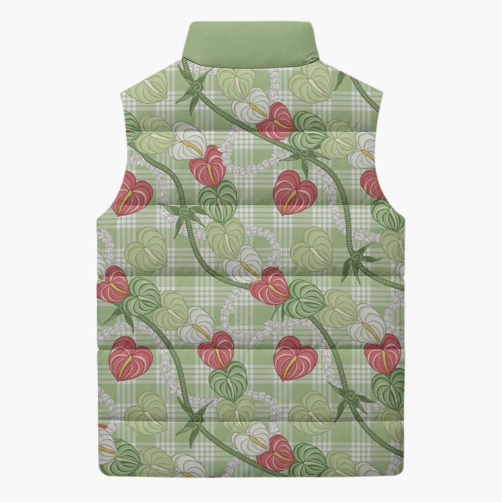 Anthurium Pikake Ti Leaf Palaka Sleeveless Puffer Jacket Green Version