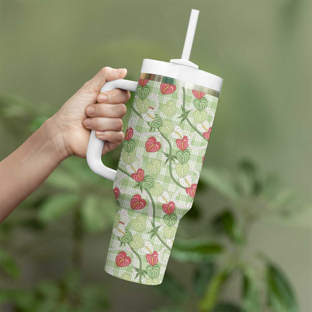 Anthurium Pikake Ti Leaf Palaka Tumbler With Handle Green Version