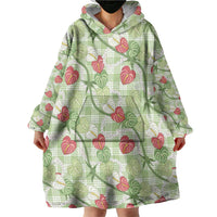 Anthurium Pikake Ti Leaf Palaka Wearable Blanket Hoodie Green Version