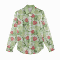 Anthurium Pikake Ti Leaf Palaka Women Casual Shirt Green Version