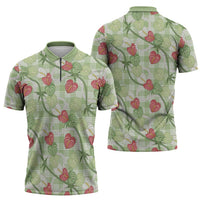 Anthurium Pikake Ti Leaf Palaka Zipper Polo Shirt Green Version