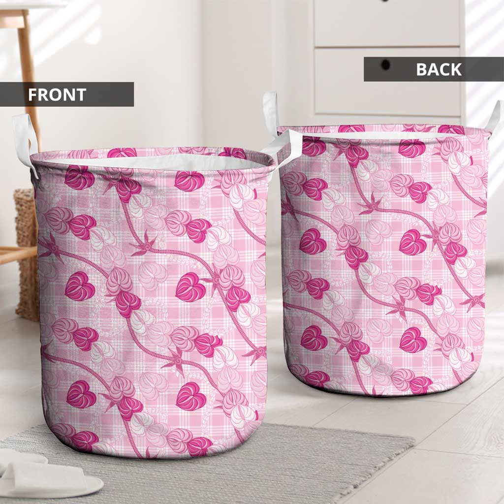 Anthurium Pikake Ti Leaf Palaka Laundry Basket Pink Version