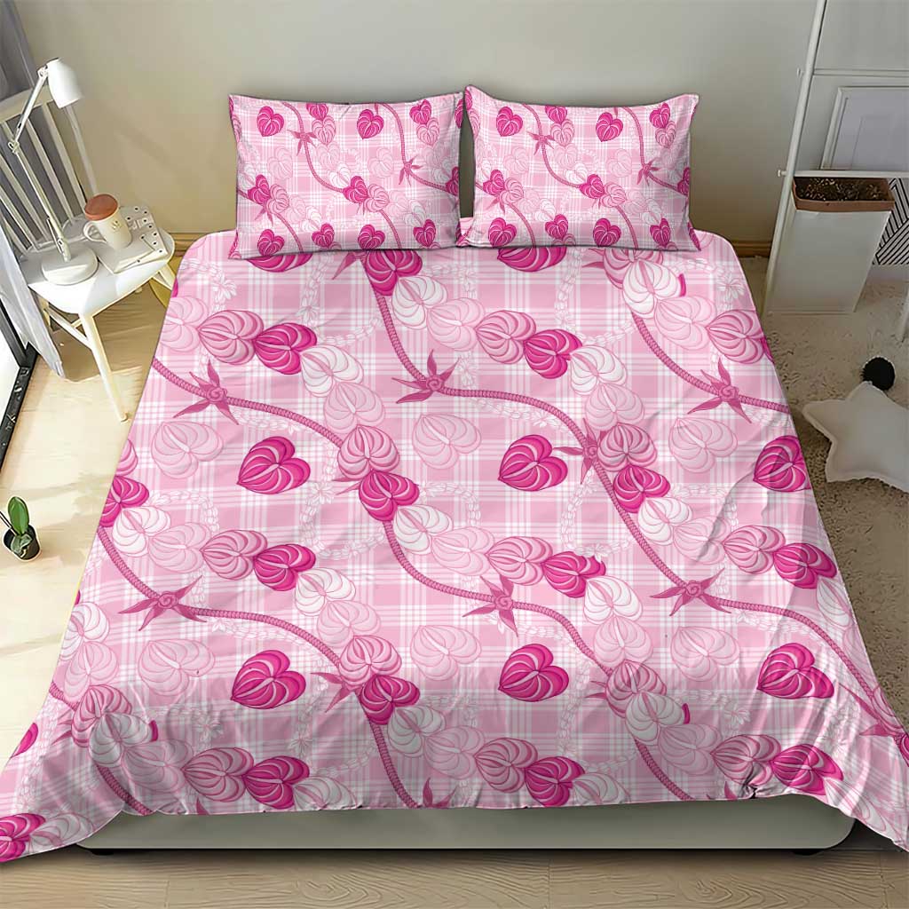 Anthurium Pikake Ti Leaf Palaka Bedding Set Pink Version