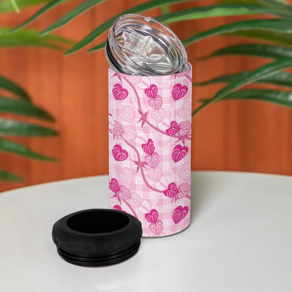Anthurium Pikake Ti Leaf Palaka 4 in 1 Can Cooler Tumbler Pink Version