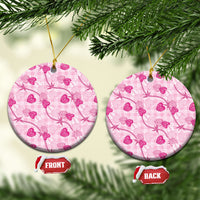 Anthurium Pikake Ti Leaf Palaka Ceramic Ornament Pink Version LT01 Circle Pink - Polynesian Pride