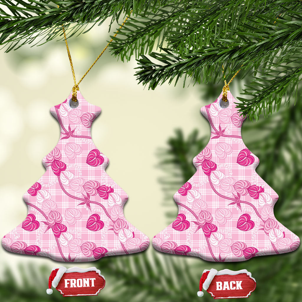 Anthurium Pikake Ti Leaf Palaka Ceramic Ornament Pink Version LT01 Christmas Tree Pink - Polynesian Pride