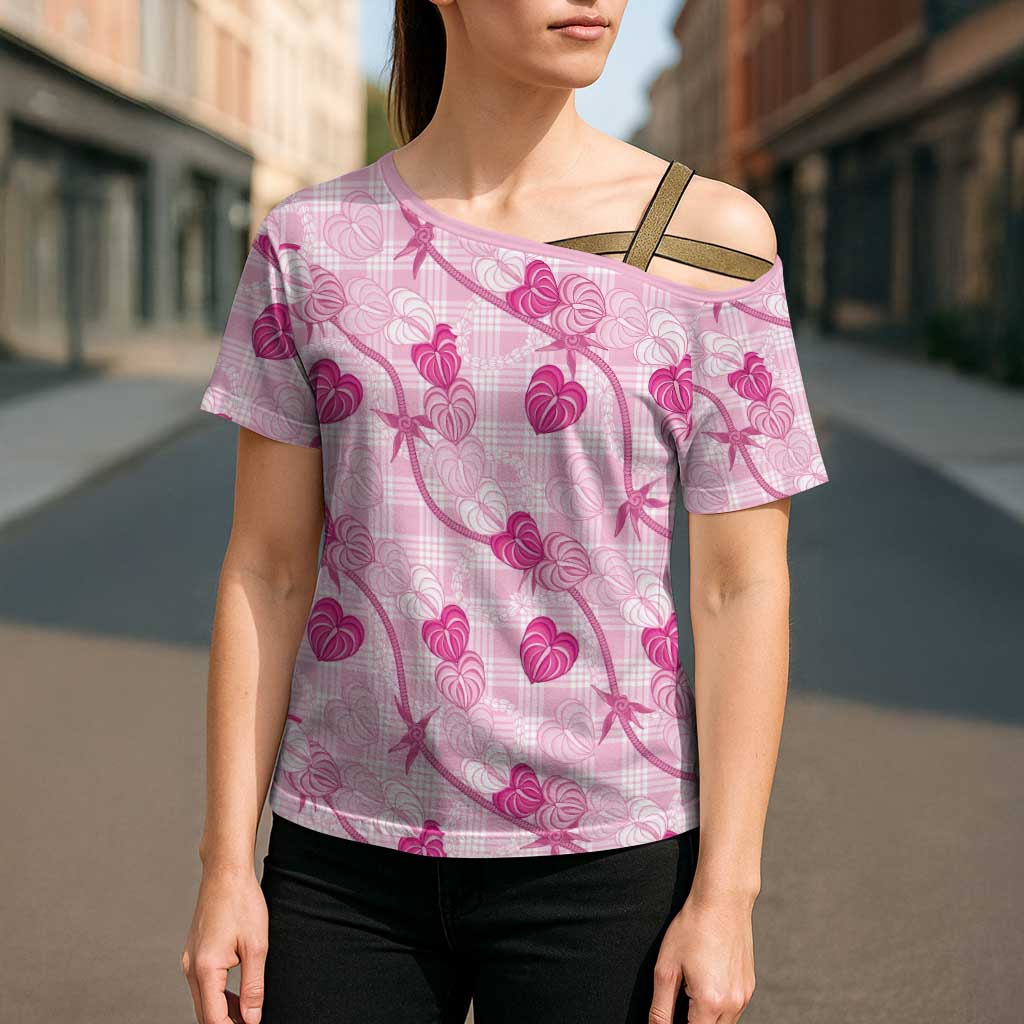 Anthurium Pikake Ti Leaf Palaka Cross Shoulder Shirt Pink Version