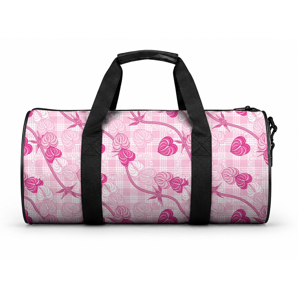 Anthurium Pikake Ti Leaf Palaka Duffle Bag Pink Version LT01 One size Pink - Polynesian Pride