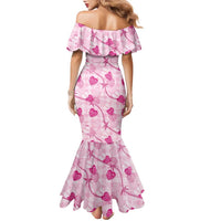 Anthurium Pikake Ti Leaf Palaka Family Matching Mermaid Dress and Hawaiian Shirt Pink Version