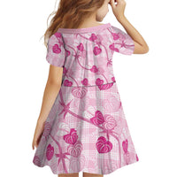 Anthurium Pikake Ti Leaf Palaka Family Matching Summer Maxi Dress and Hawaiian Shirt Pink Version