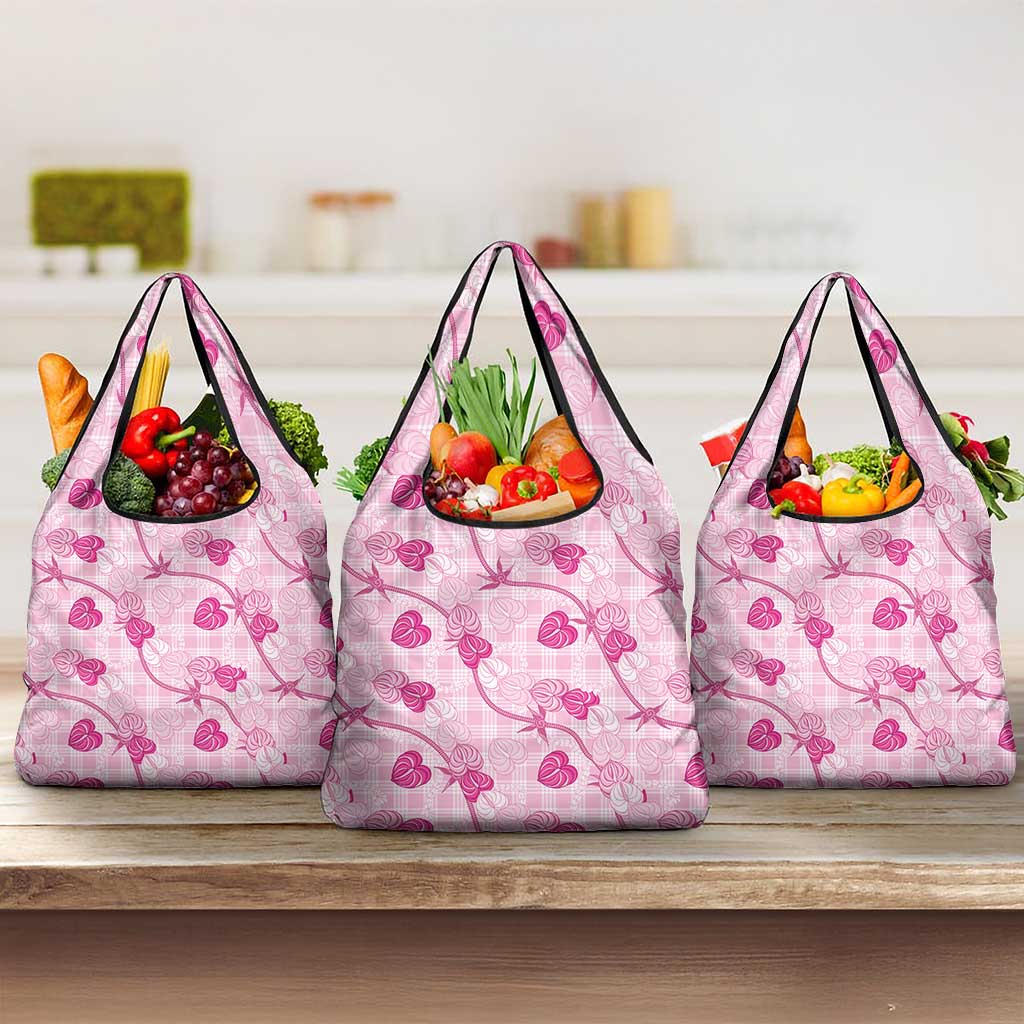 Anthurium Pikake Ti Leaf Palaka Grocery Bag Pink Version