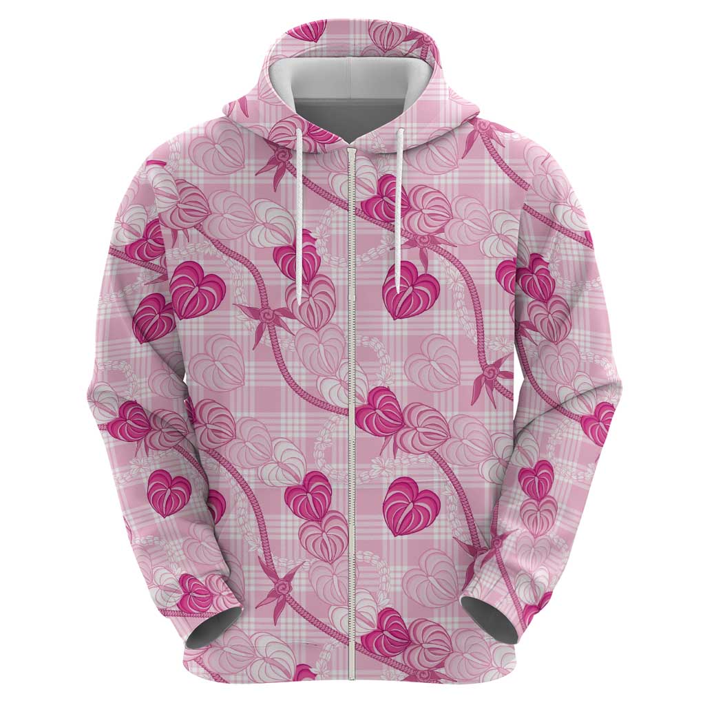 Anthurium Pikake Ti Leaf Palaka Hoodie Pink Version
