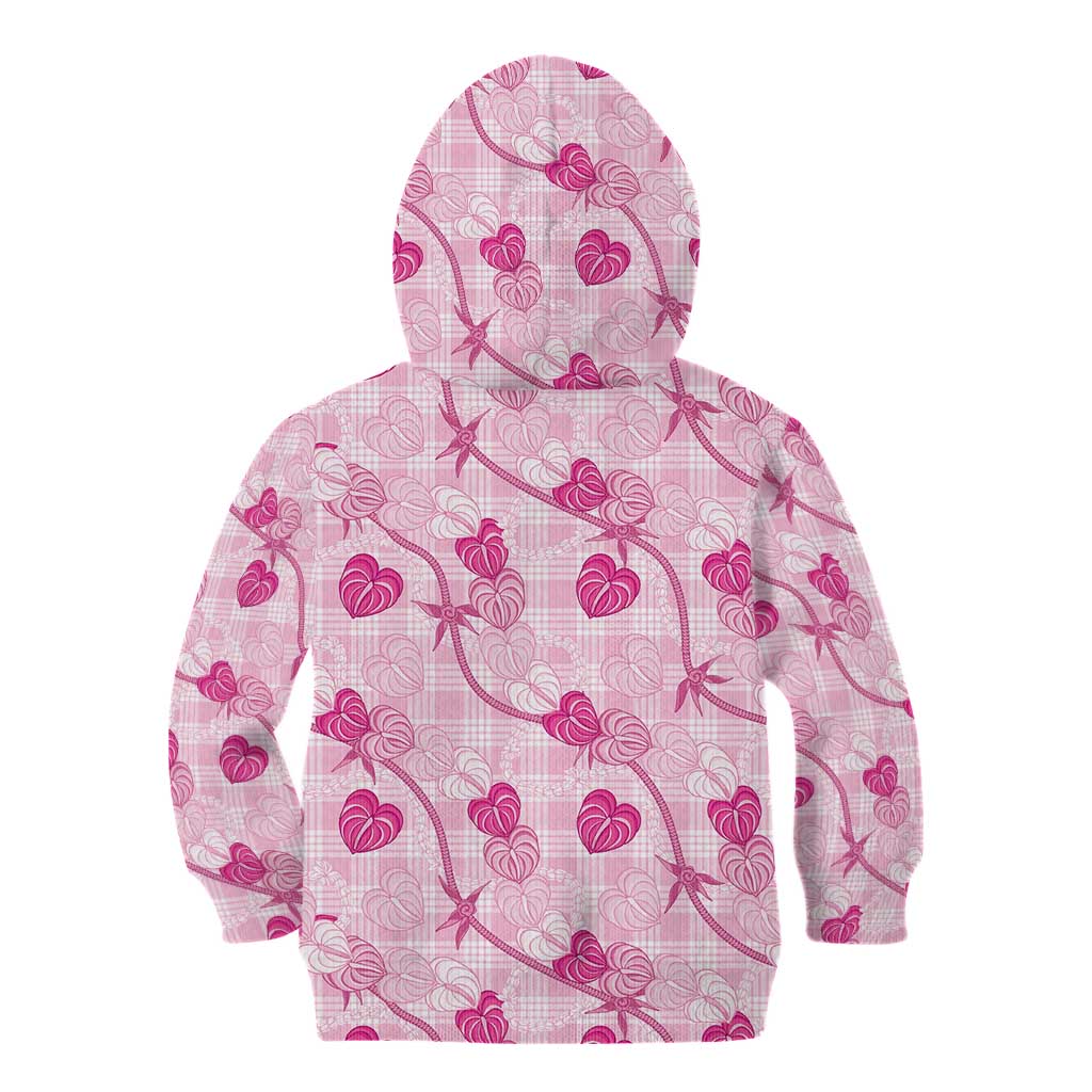 Anthurium Pikake Ti Leaf Palaka Kid Hoodie Pink Version