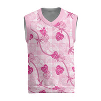 Anthurium Pikake Ti Leaf Palaka Christmas Knitted V-Neck Vest Pink Version LT01 Pink - Polynesian Pride