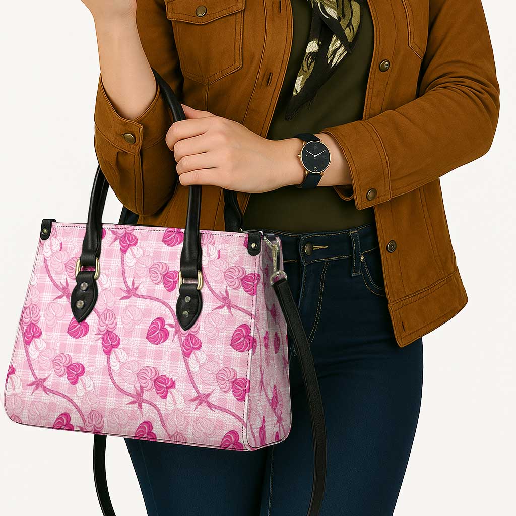 Anthurium Pikake Ti Leaf Palaka Leather Bag Pink Version