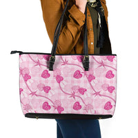 Anthurium Pikake Ti Leaf Palaka Leather Tote Bag Pink Version