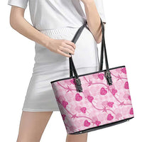 Anthurium Pikake Ti Leaf Palaka Leather Tote Bag Pink Version