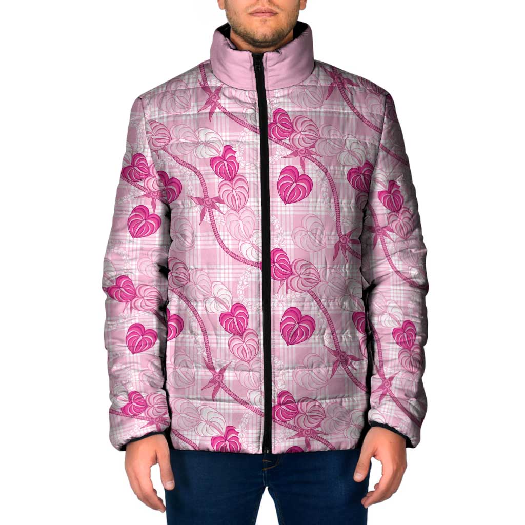 Anthurium Pikake Ti Leaf Palaka Padded Jacket Pink Version