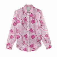 Anthurium Pikake Ti Leaf Palaka Women Casual Shirt Pink Version