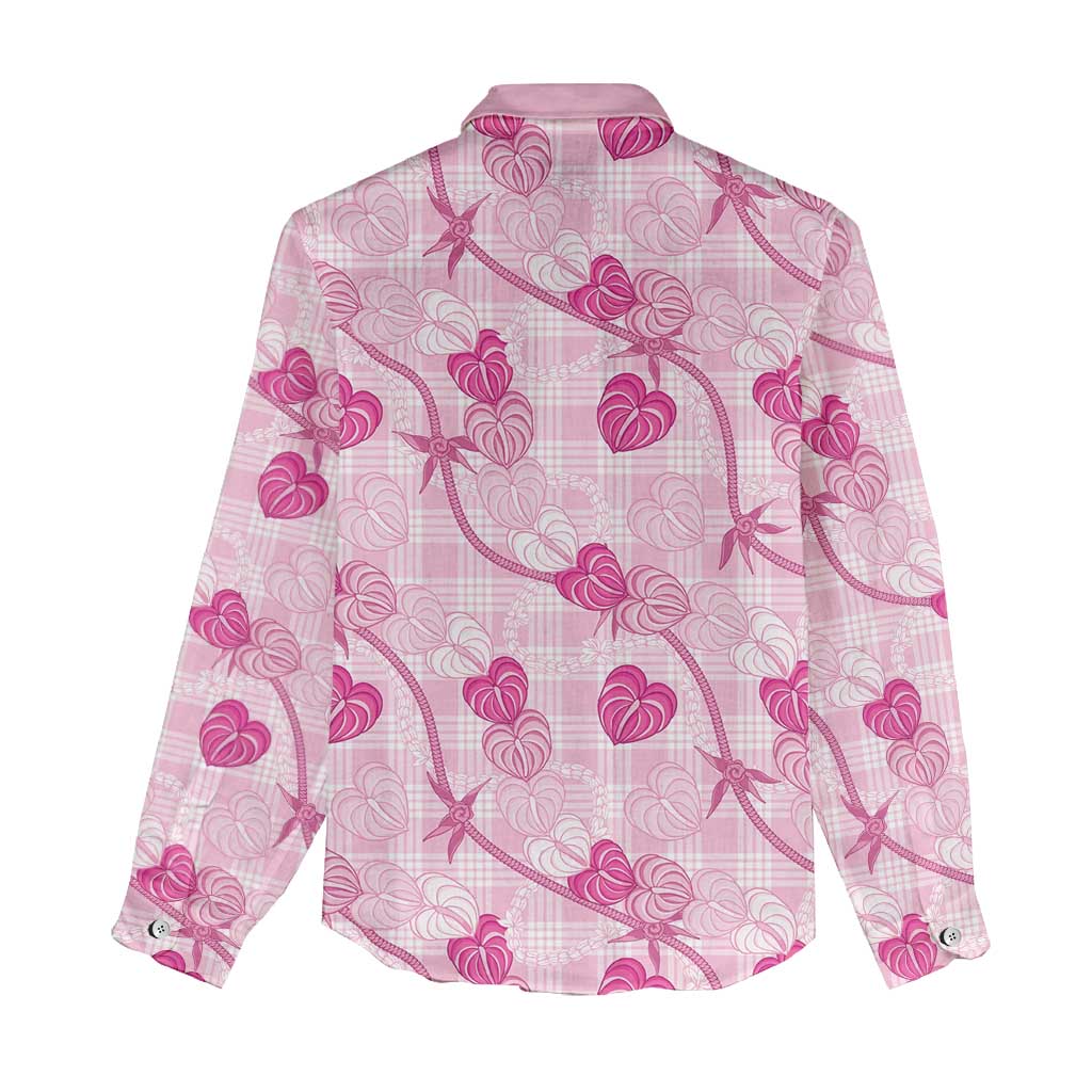 Anthurium Pikake Ti Leaf Palaka Women Casual Shirt Pink Version