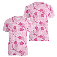 Anthurium Pikake Ti Leaf Palaka Women V-Neck T-Shirt Pink Version