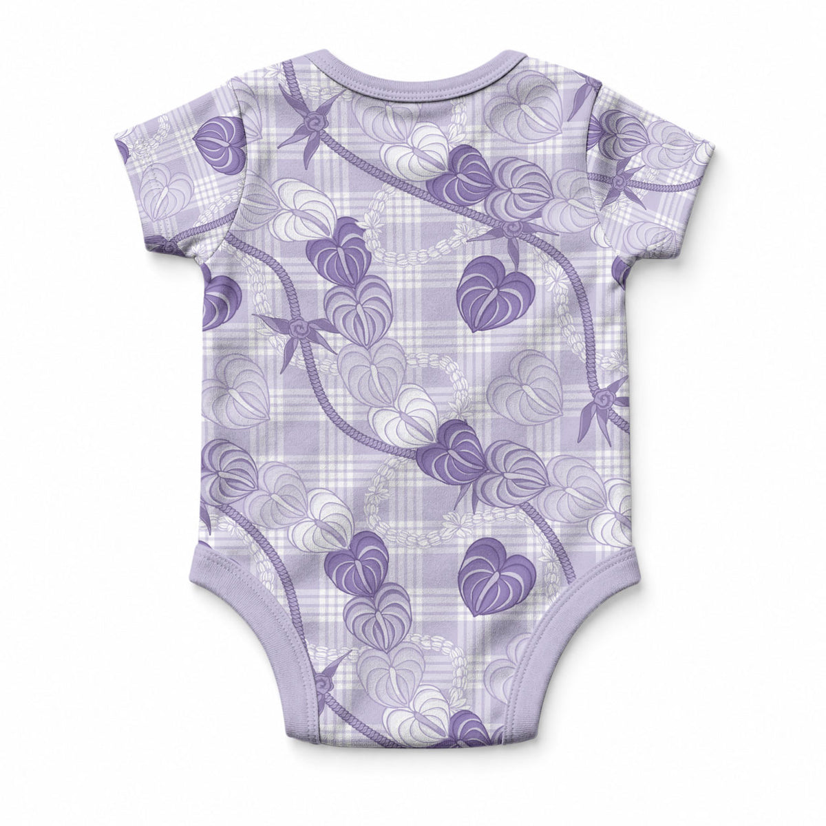 Anthurium Pikake Ti Leaf Palaka Baby Onesie Purple Version LT01 - Polynesian Pride
