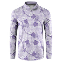 Anthurium Pikake Ti Leaf Palaka Button Sweatshirt Purple Version