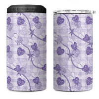 Anthurium Pikake Ti Leaf Palaka 4 in 1 Can Cooler Tumbler Purple Version