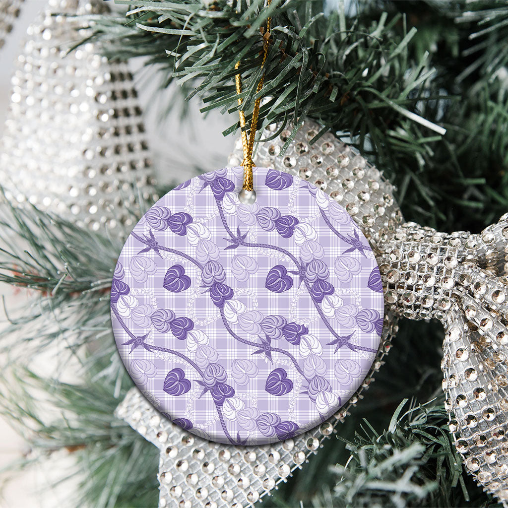 Anthurium Pikake Ti Leaf Palaka Ceramic Ornament Purple Version LT01 - Polynesian Pride