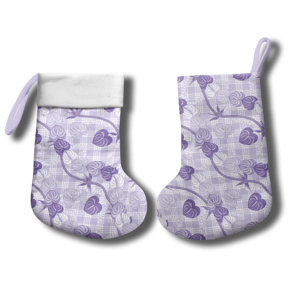 Anthurium Pikake Ti Leaf Palaka Christmas Stocking Purple Version LT01 - Polynesian Pride