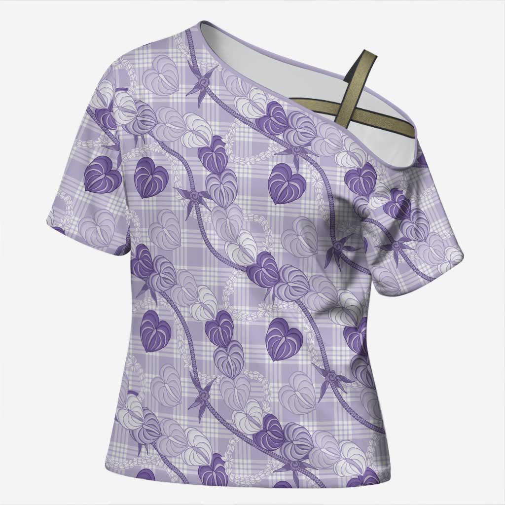 Anthurium Pikake Ti Leaf Palaka Cross Shoulder Shirt Purple Version