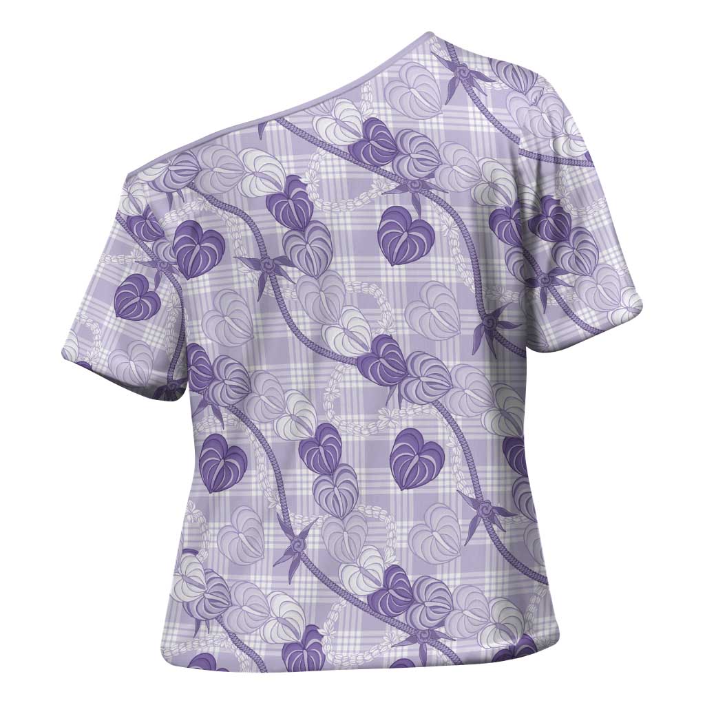 Anthurium Pikake Ti Leaf Palaka Cross Shoulder Shirt Purple Version