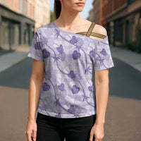 Anthurium Pikake Ti Leaf Palaka Cross Shoulder Shirt Purple Version