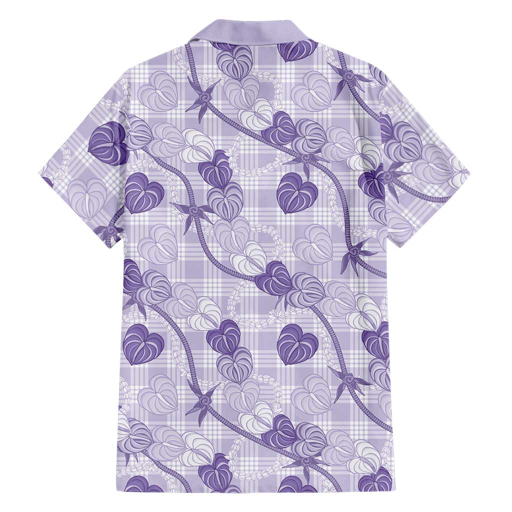 Anthurium Pikake Ti Leaf Palaka Family Matching Mermaid Dress and Hawaiian Shirt Purple Version