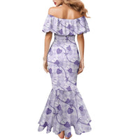Anthurium Pikake Ti Leaf Palaka Family Matching Mermaid Dress and Hawaiian Shirt Purple Version