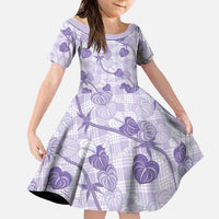 Anthurium Pikake Ti Leaf Palaka Family Matching Off Shoulder Maxi Dress and Hawaiian Shirt Purple Version