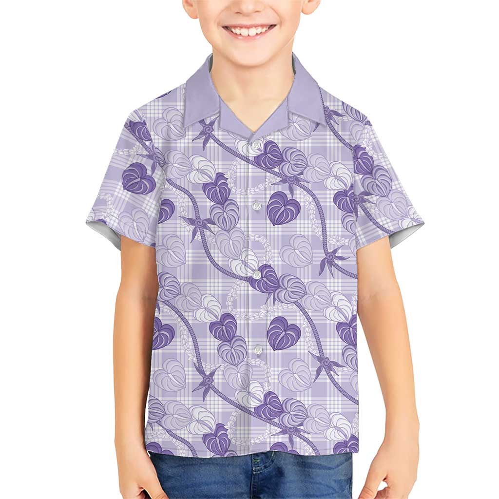 Anthurium Pikake Ti Leaf Palaka Family Matching Off Shoulder Maxi Dress and Hawaiian Shirt Purple Version