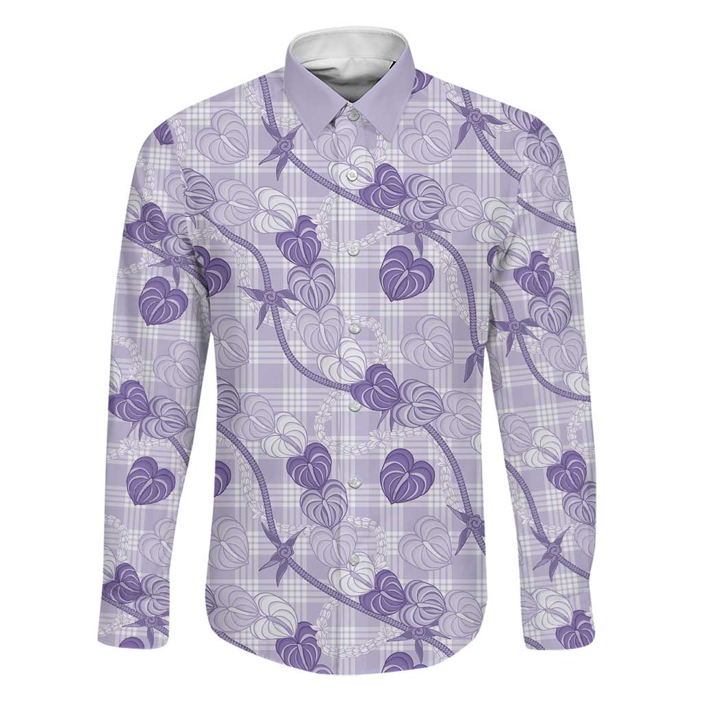 Anthurium Pikake Ti Leaf Palaka Family Matching Tank Maxi Dress and Hawaiian Shirt Purple Version