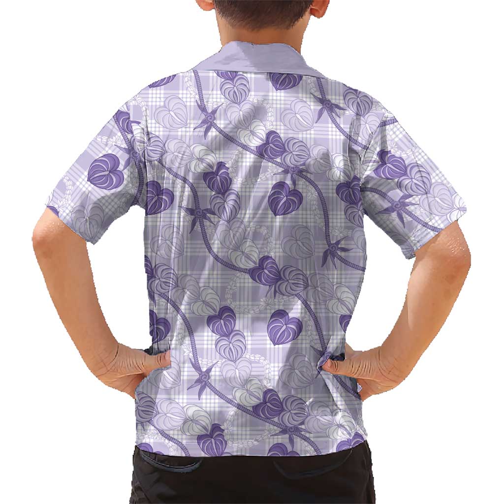 Anthurium Pikake Ti Leaf Palaka Kid Hawaiian Shirt Purple Version