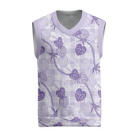 Anthurium Pikake Ti Leaf Palaka Christmas Knitted V-Neck Vest Purple Version LT01 Purple - Polynesian Pride