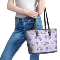 Anthurium Pikake Ti Leaf Palaka Leather Tote Bag Purple Version