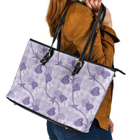 Anthurium Pikake Ti Leaf Palaka Leather Tote Bag Purple Version